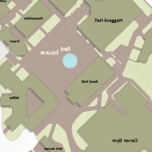 以红色方块为中心的校园地图的剖面图